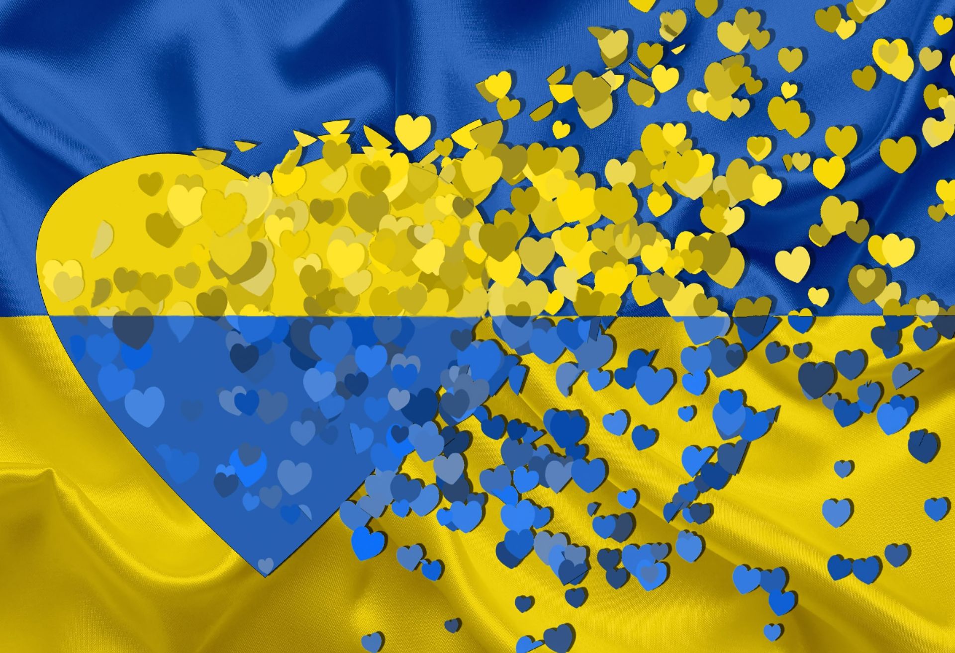 Image of heart in Ukrainian colours